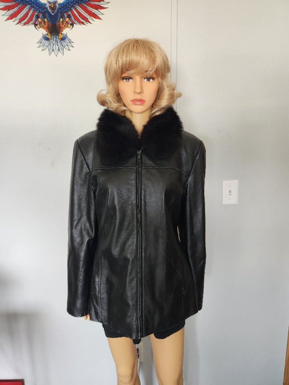 #796 Leather/fox fur jacket